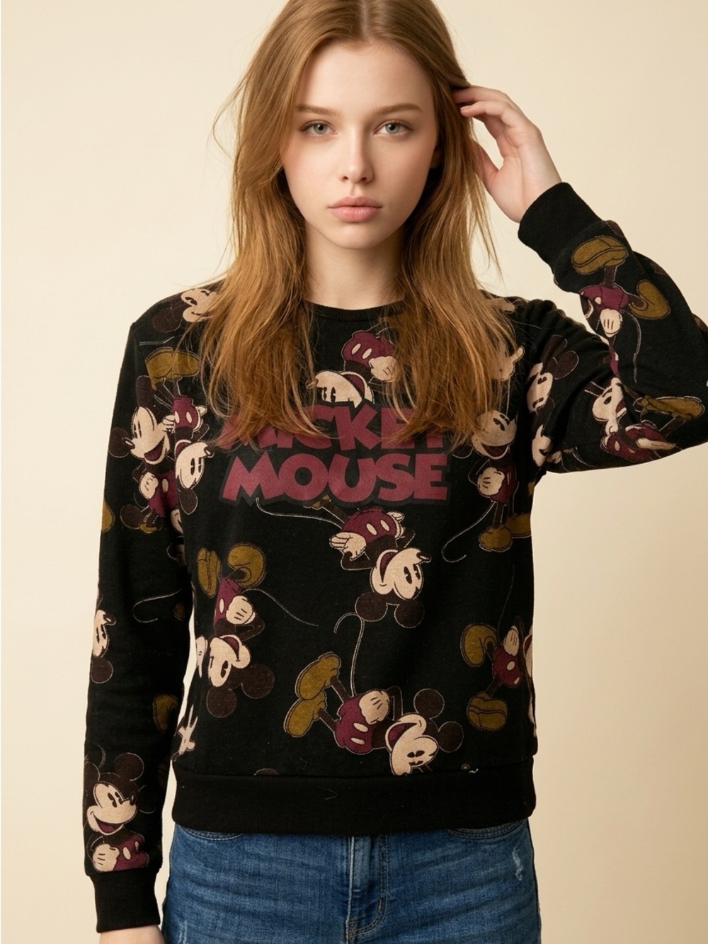 Disney Cartoon Mickey Mouse Casual Graphic Sweatshirt Size M